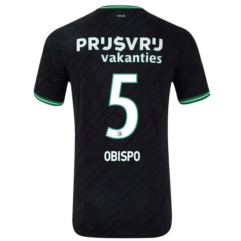 Danxen Kvinder Celainy Obispo #5 Sort Grøn Udebane Spillertrøjer 2024/25 Trøje T-Shirt