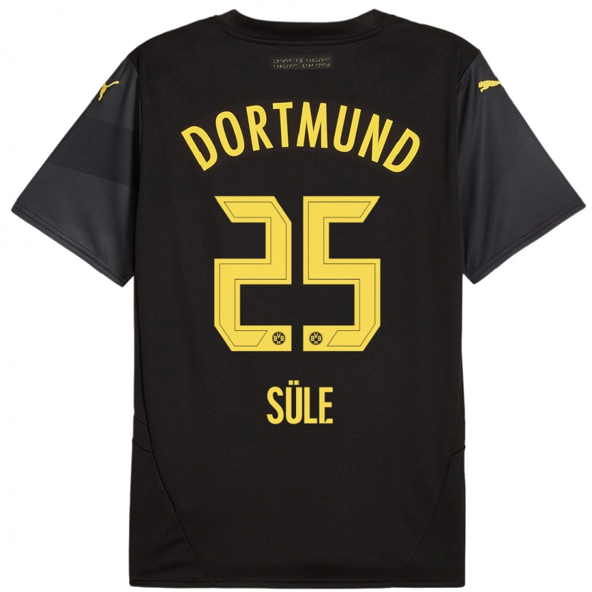 Danxen Kvinder Niklas Süle #25 Sort Gul Udebane Spillertrøjer 2024/25 Trøje T-Shirt