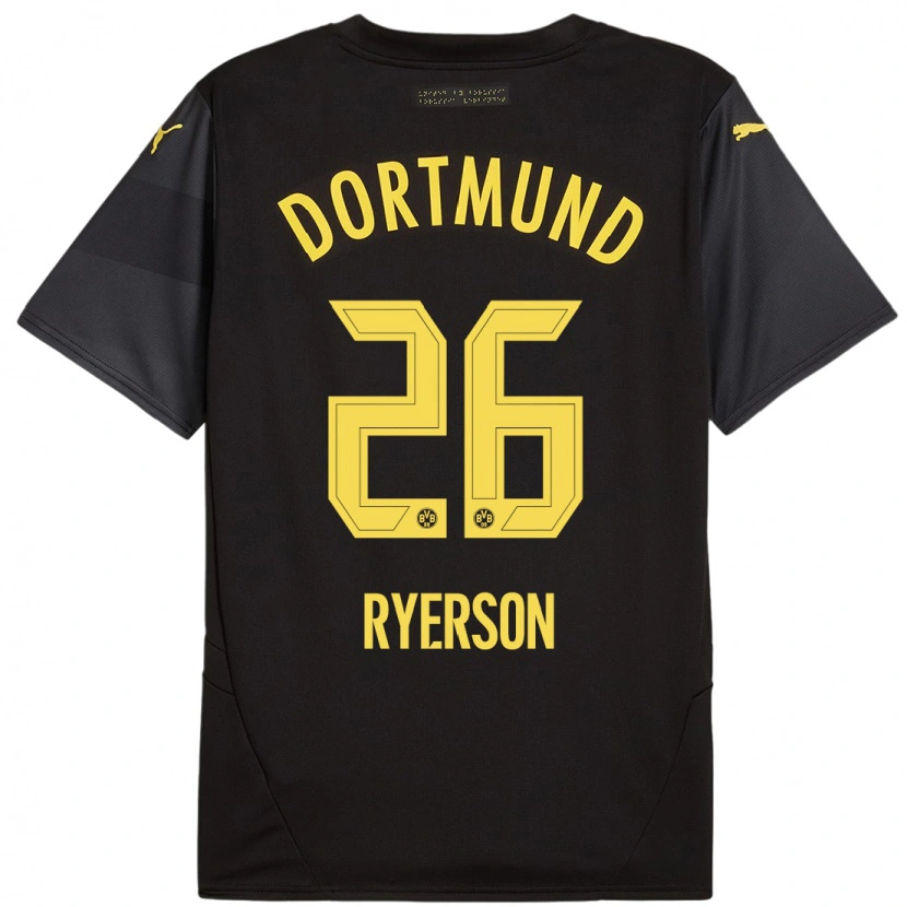 Danxen Kvinder Julian Ryerson #26 Sort Gul Udebane Spillertrøjer 2024/25 Trøje T-Shirt