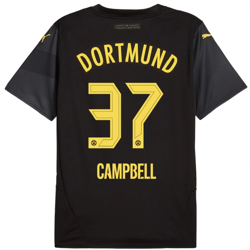 Danxen Kvinder Cole Campbell #37 Sort Gul Udebane Spillertrøjer 2024/25 Trøje T-Shirt