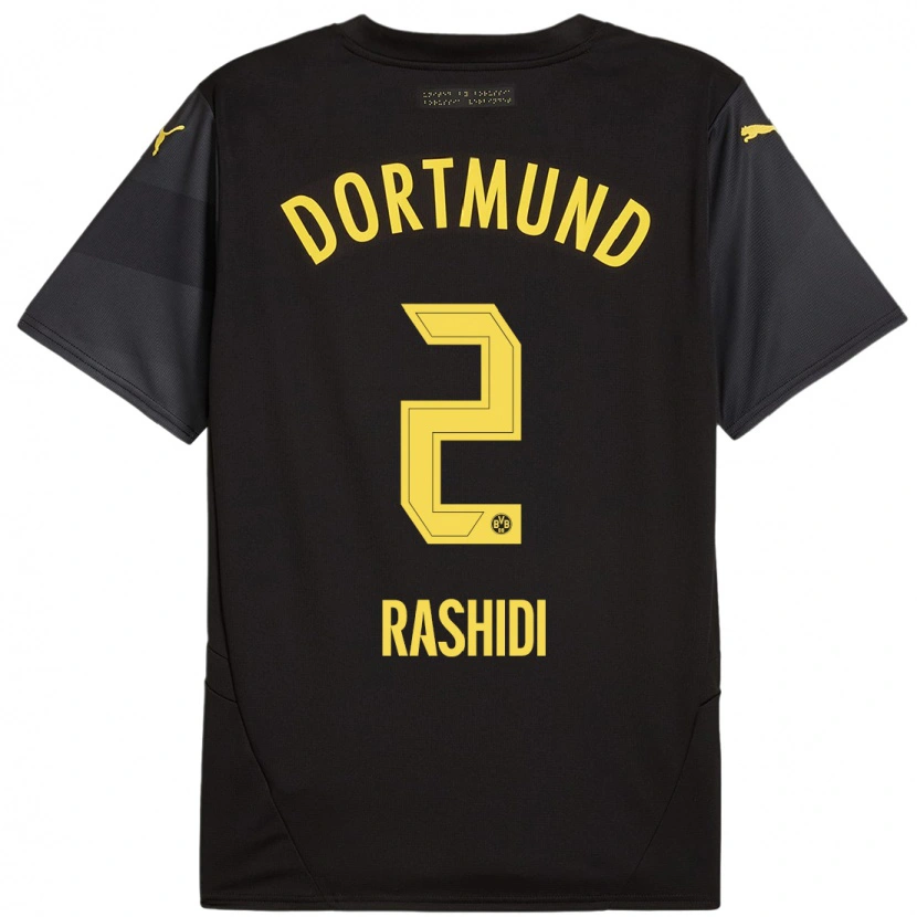 Danxen Kvinder William Rashidi #2 Sort Gul Udebane Spillertrøjer 2024/25 Trøje T-Shirt