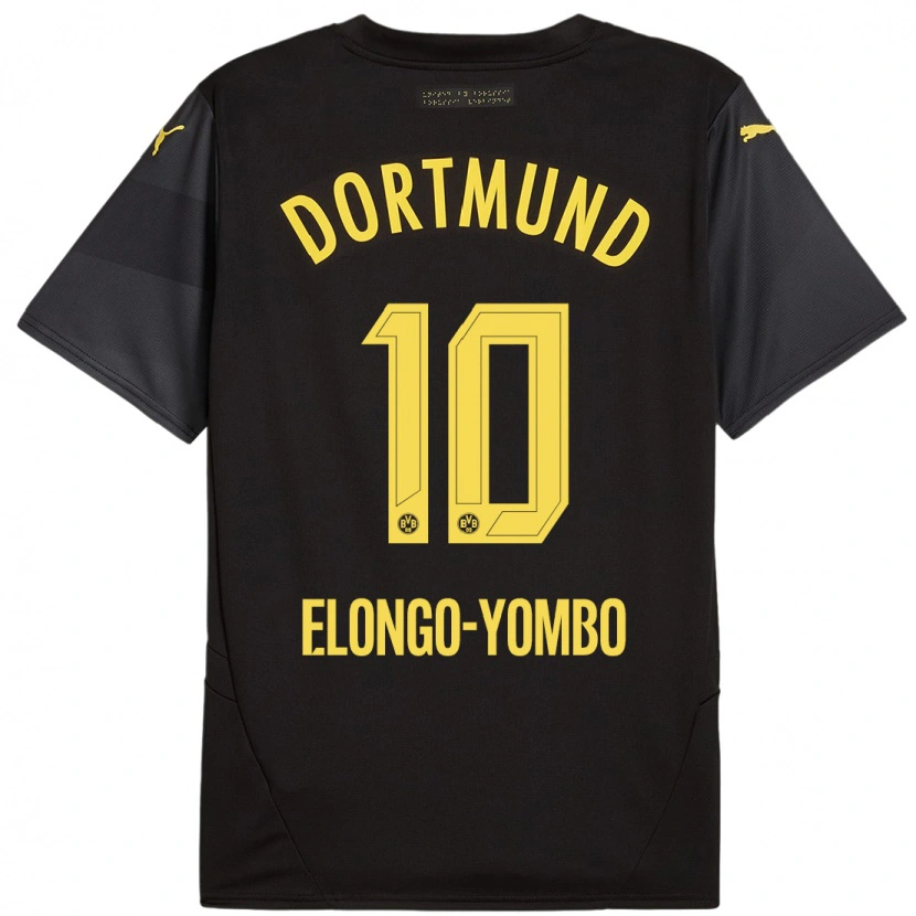 Danxen Kvinder Rodney Elongo-Yombo #10 Sort Gul Udebane Spillertrøjer 2024/25 Trøje T-Shirt