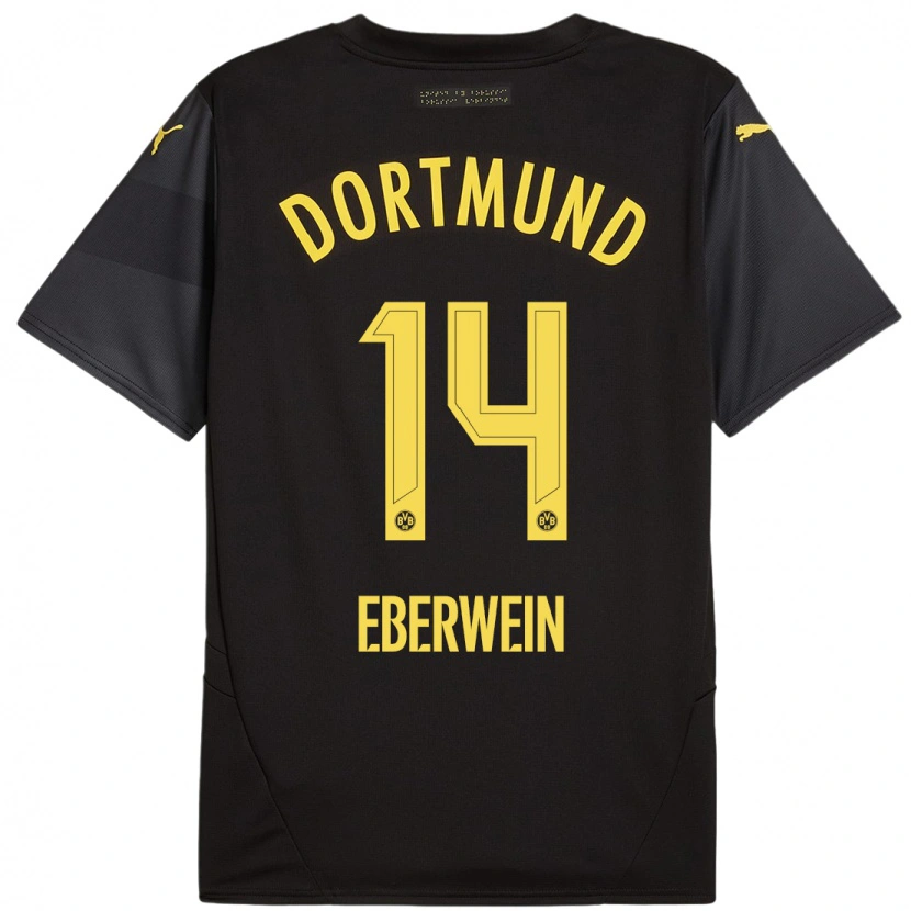 Danxen Kvinder Michael Eberwein #14 Sort Gul Udebane Spillertrøjer 2024/25 Trøje T-Shirt