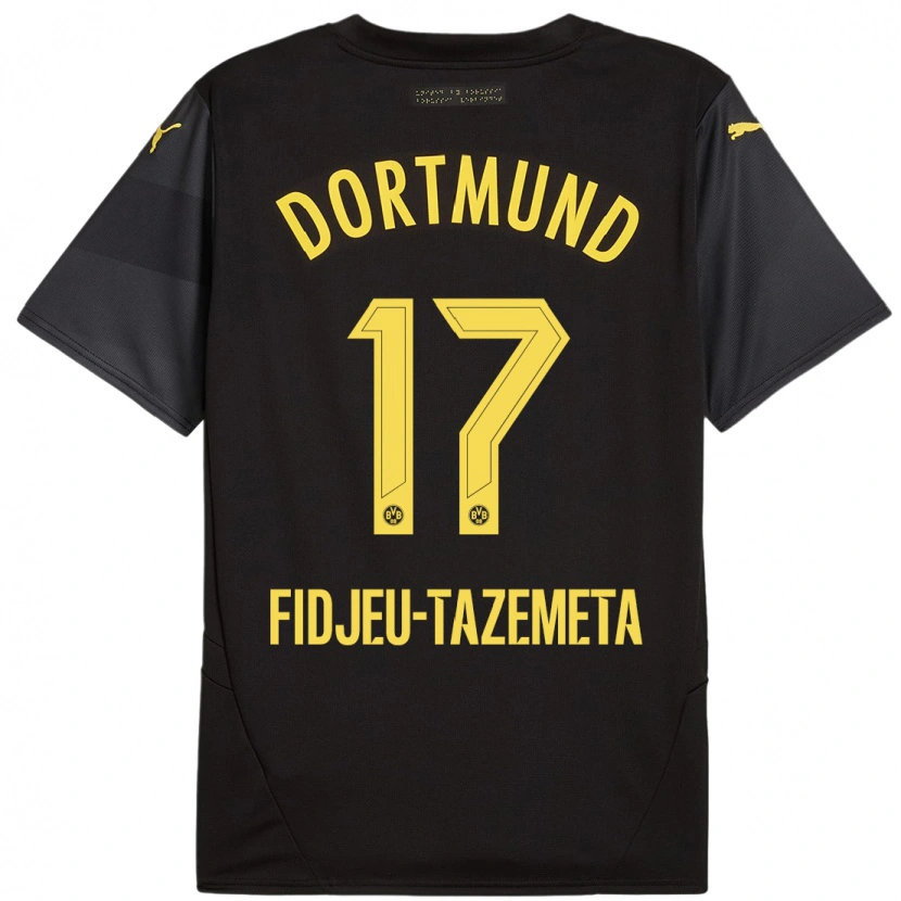Danxen Kvinder Thierry Fidjeu-Tazemeta #17 Sort Gul Udebane Spillertrøjer 2024/25 Trøje T-Shirt