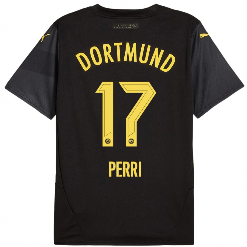 Danxen Kvinder Luca Perri #17 Sort Gul Udebane Spillertrøjer 2024/25 Trøje T-Shirt