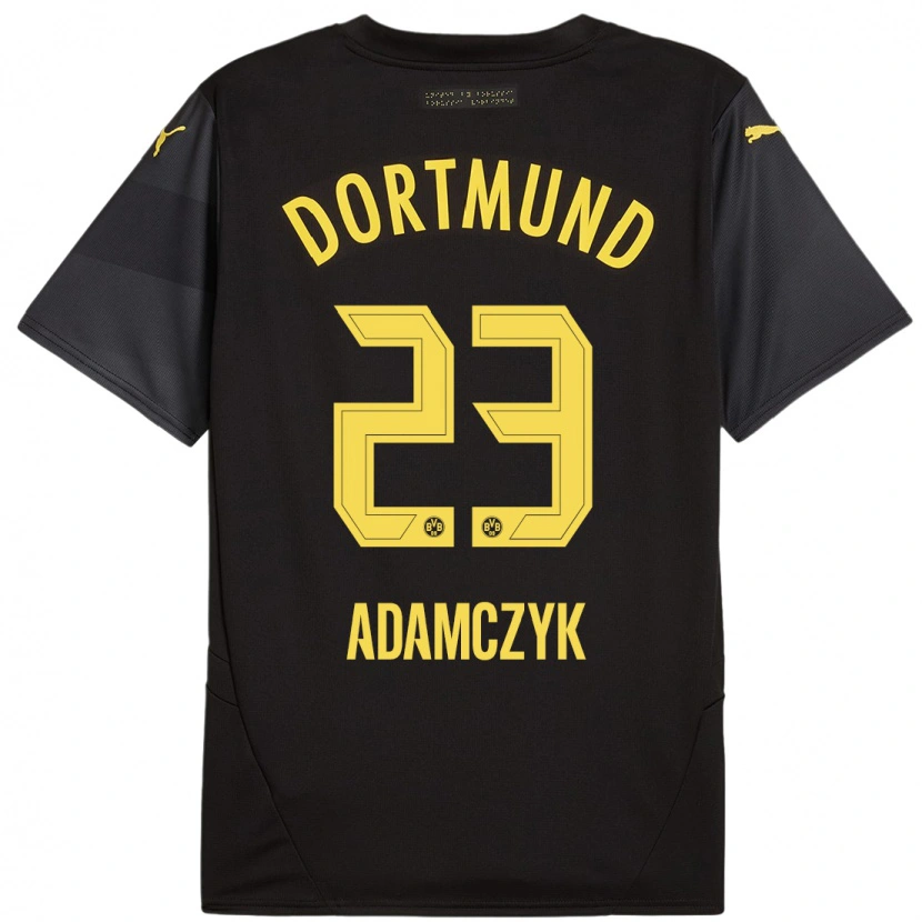 Danxen Kvinder Nico Adamczyk #23 Sort Gul Udebane Spillertrøjer 2024/25 Trøje T-Shirt
