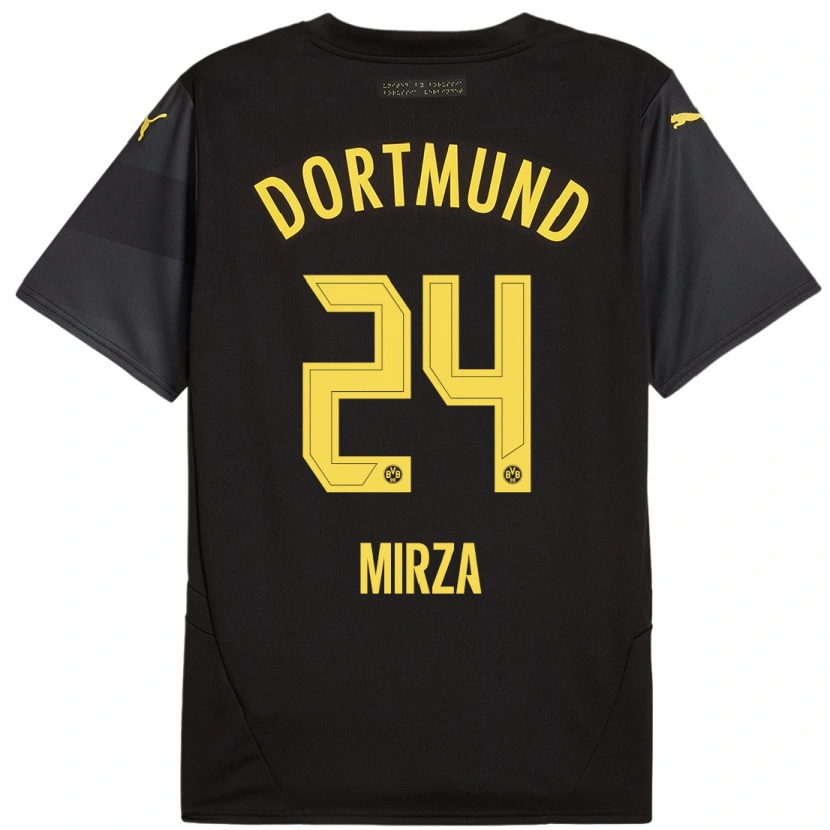Danxen Kvinder Marwan-Omir Mirza #24 Sort Gul Udebane Spillertrøjer 2024/25 Trøje T-Shirt
