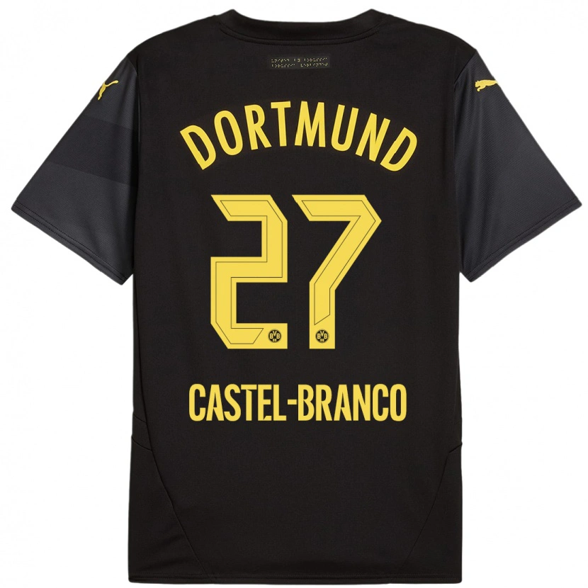 Danxen Kvinder Diego Castel-Branco #27 Sort Gul Udebane Spillertrøjer 2024/25 Trøje T-Shirt