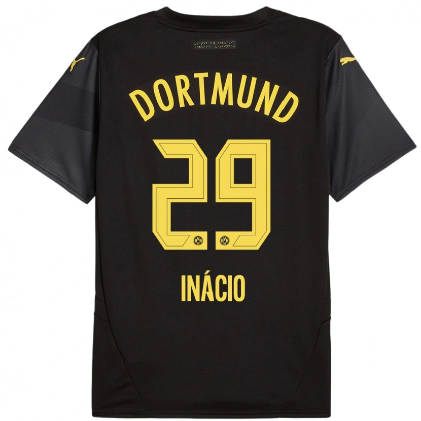Danxen Kvinder Samuele Inácio #29 Sort Gul Udebane Spillertrøjer 2024/25 Trøje T-Shirt
