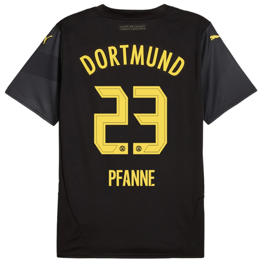 Danxen Kvinder Franz Pfanne #23 Sort Gul Udebane Spillertrøjer 2024/25 Trøje T-Shirt