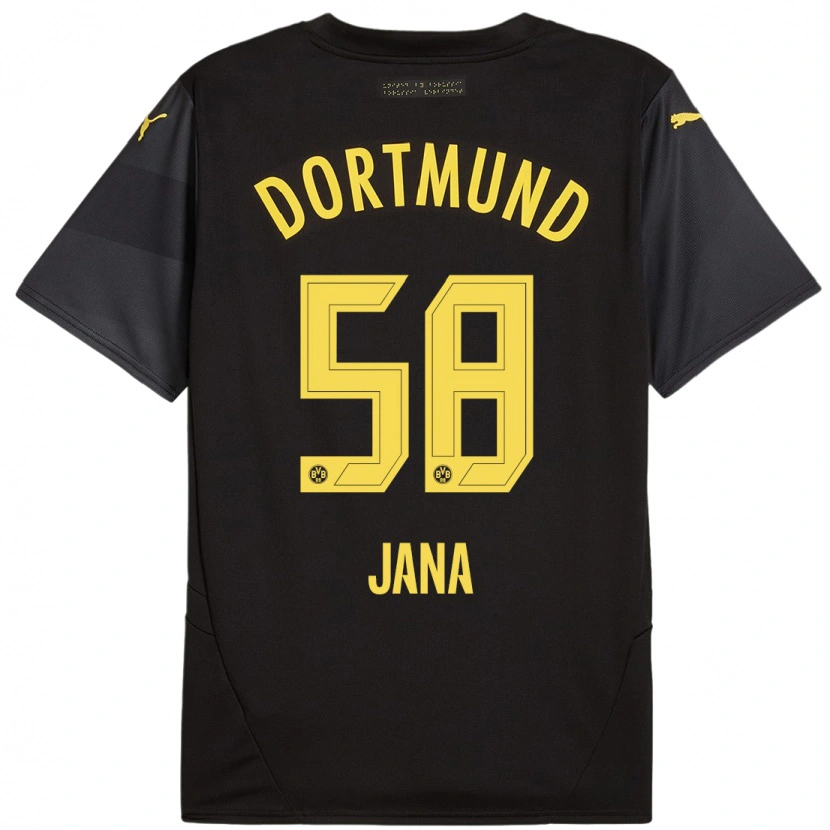 Danxen Kvinder Nordberg Jana #58 Sort Gul Udebane Spillertrøjer 2024/25 Trøje T-Shirt