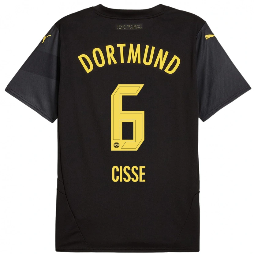 Danxen Kvinder Faroukou Cisse #6 Sort Gul Udebane Spillertrøjer 2024/25 Trøje T-Shirt