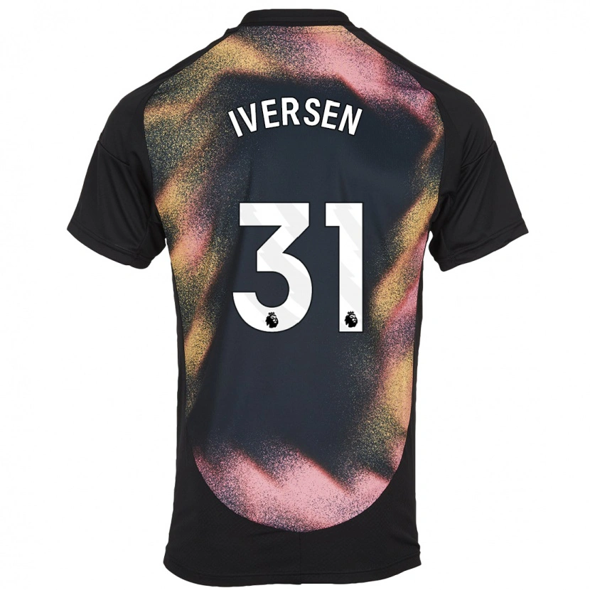 Danxen Kvinder Daniel Iversen #31 Sort Hvid Udebane Spillertrøjer 2024/25 Trøje T-Shirt