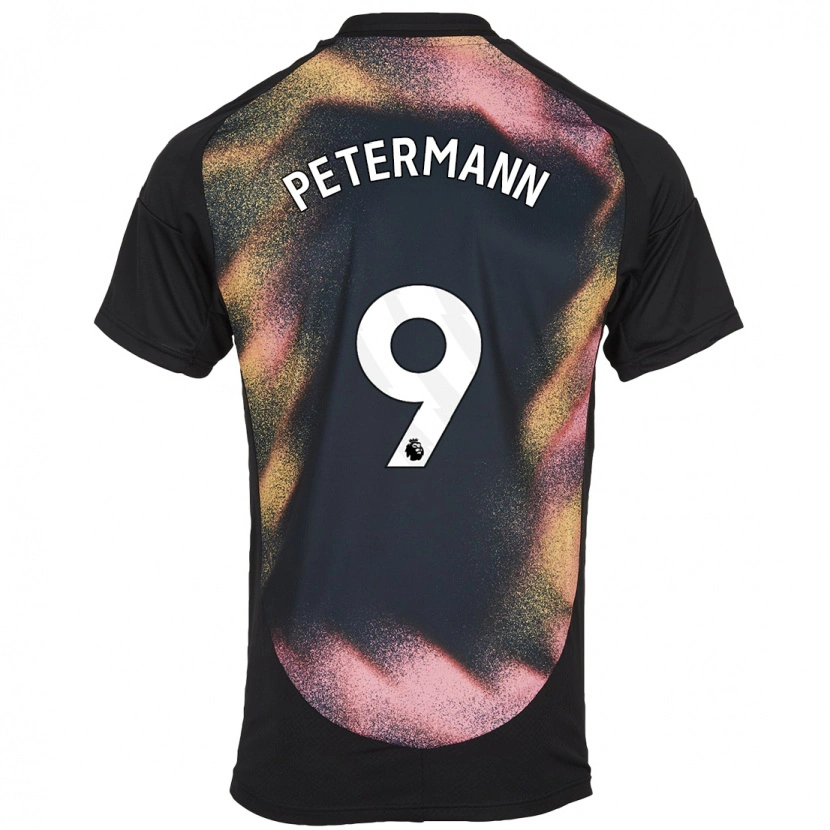 Danxen Kvinder Lena Petermann #9 Sort Hvid Udebane Spillertrøjer 2024/25 Trøje T-Shirt
