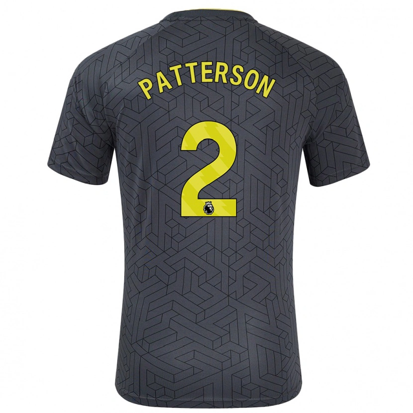 Danxen Kvinder Nathan Patterson #2 Sort Gul Udebane Spillertrøjer 2024/25 Trøje T-Shirt