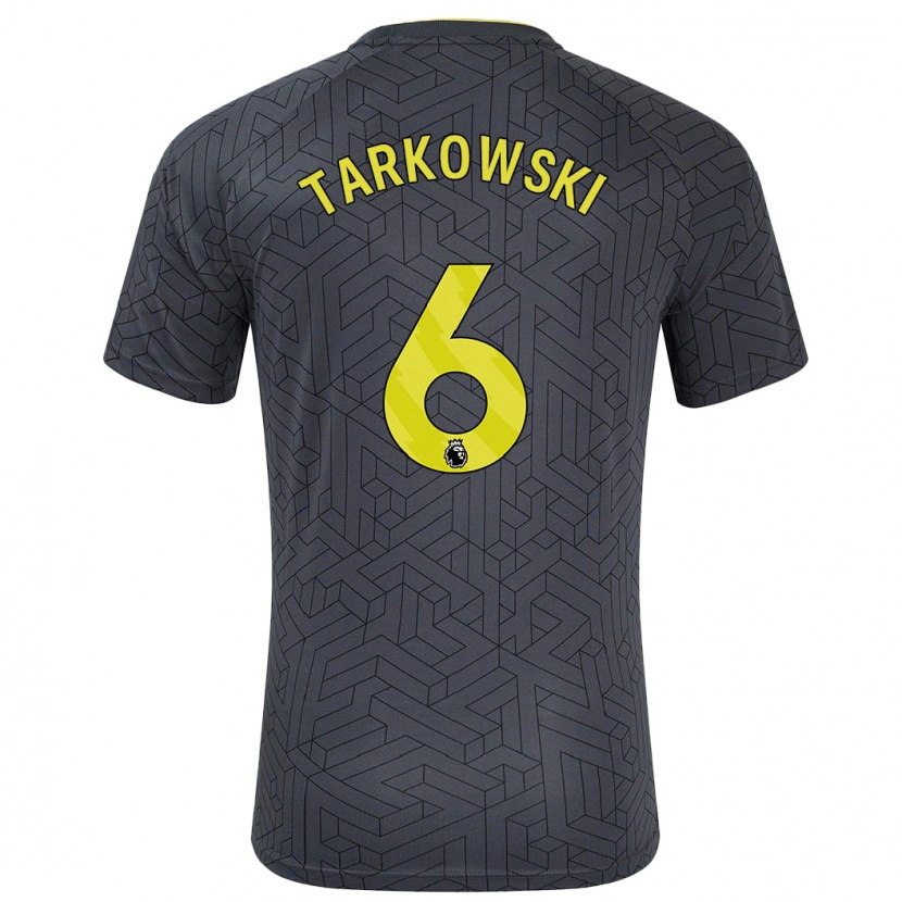 Danxen Kvinder James Tarkowski #6 Sort Gul Udebane Spillertrøjer 2024/25 Trøje T-Shirt