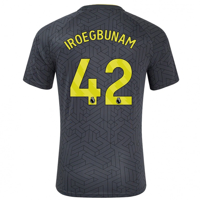 Danxen Kvinder Tim Iroegbunam #42 Sort Gul Udebane Spillertrøjer 2024/25 Trøje T-Shirt