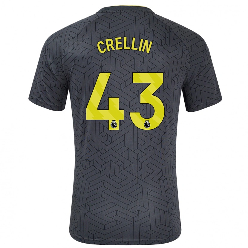 Danxen Kvinder Billy Crellin #43 Sort Gul Udebane Spillertrøjer 2024/25 Trøje T-Shirt