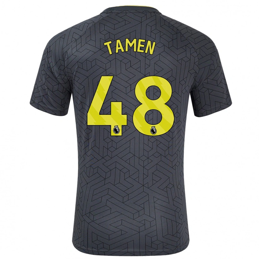 Danxen Kvinder William Tamen #48 Sort Gul Udebane Spillertrøjer 2024/25 Trøje T-Shirt