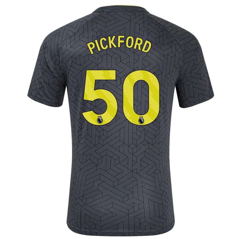 Danxen Kvinder George Pickford #50 Sort Gul Udebane Spillertrøjer 2024/25 Trøje T-Shirt