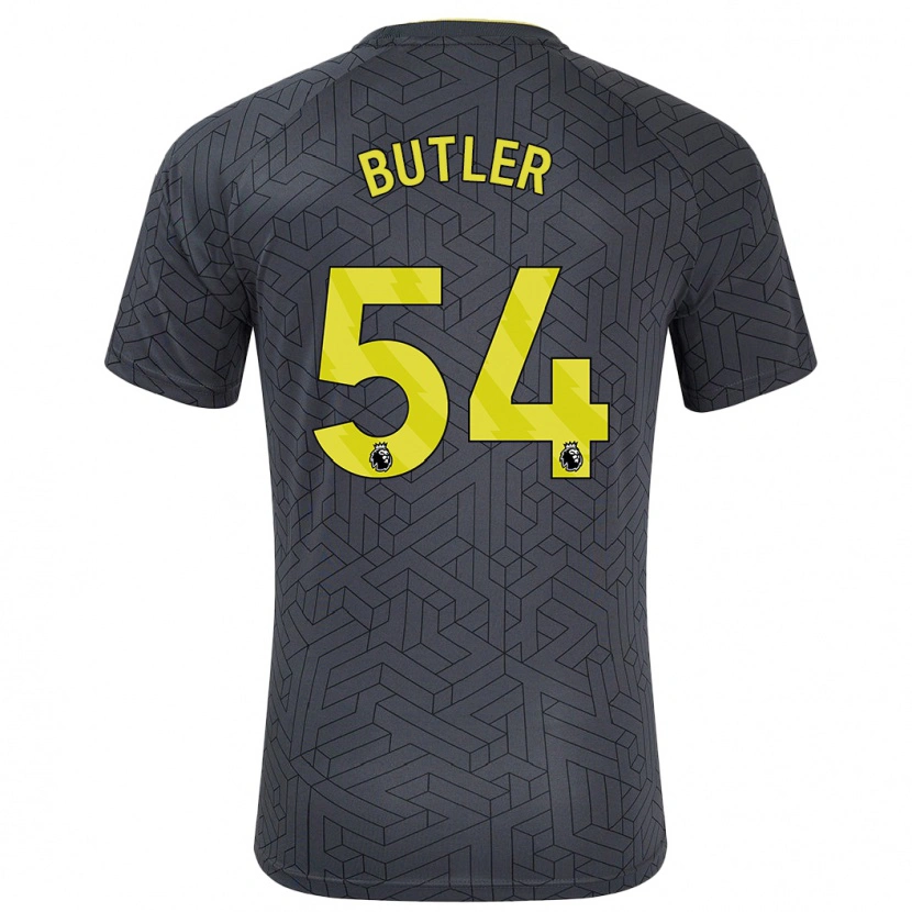 Danxen Kvinder Jack Butler #54 Sort Gul Udebane Spillertrøjer 2024/25 Trøje T-Shirt