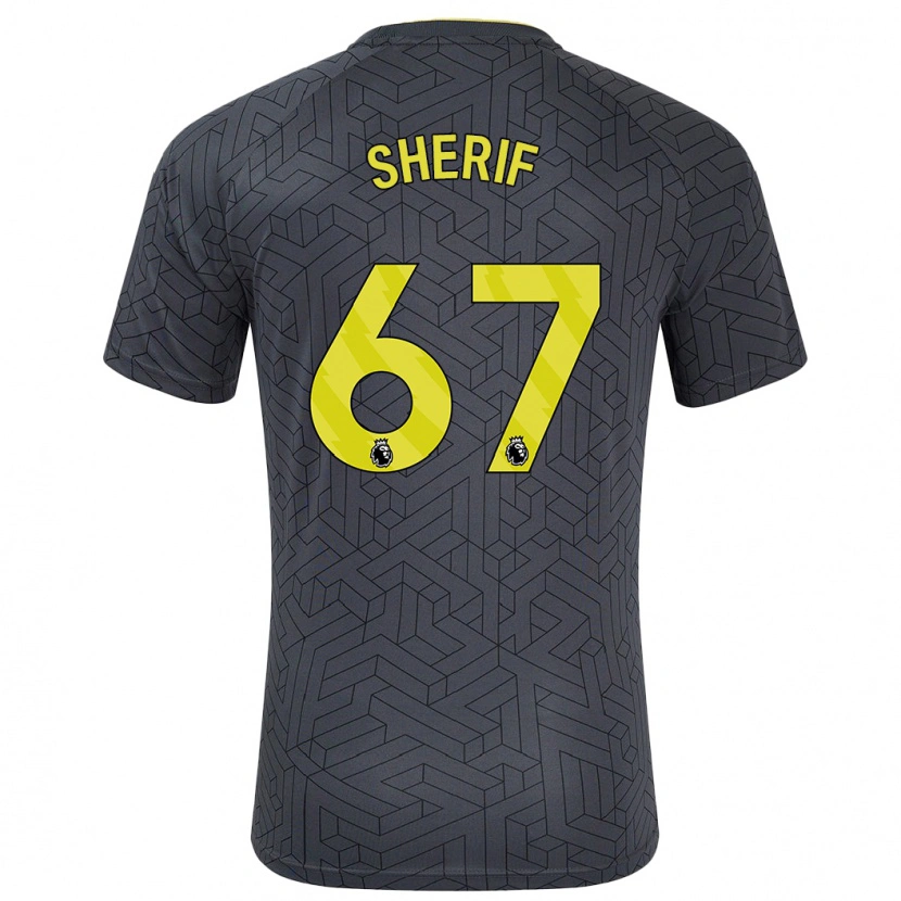 Danxen Kvinder Martin Sherif #67 Sort Gul Udebane Spillertrøjer 2024/25 Trøje T-Shirt