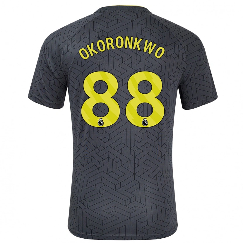 Danxen Kvinder Francis Okoronkwo #88 Sort Gul Udebane Spillertrøjer 2024/25 Trøje T-Shirt