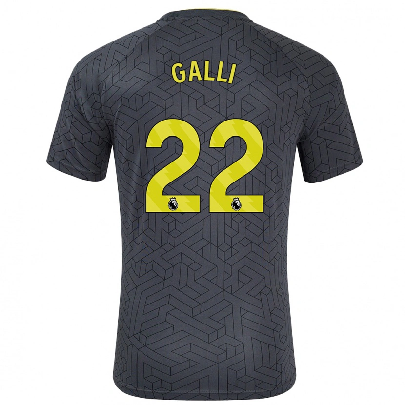 Danxen Kvinder Aurora Galli #22 Sort Gul Udebane Spillertrøjer 2024/25 Trøje T-Shirt