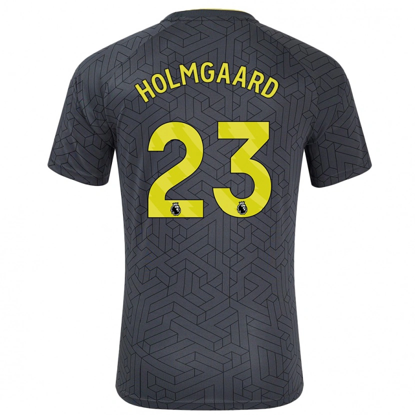 Danxen Kvinder Sara Holmgaard #23 Sort Gul Udebane Spillertrøjer 2024/25 Trøje T-Shirt