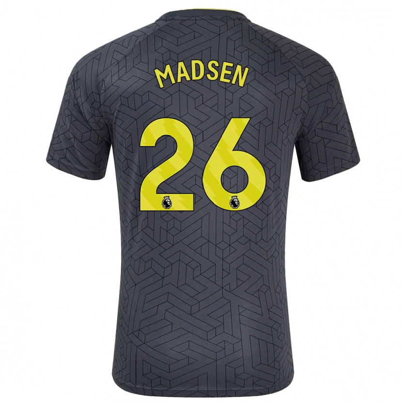 Danxen Kvinder Rikke Madsen #26 Sort Gul Udebane Spillertrøjer 2024/25 Trøje T-Shirt