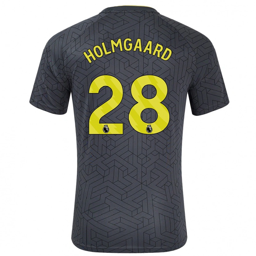 Danxen Kvinder Karen Holmgaard #28 Sort Gul Udebane Spillertrøjer 2024/25 Trøje T-Shirt