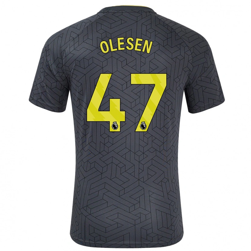 Danxen Kvinder Karoline Olesen #47 Sort Gul Udebane Spillertrøjer 2024/25 Trøje T-Shirt