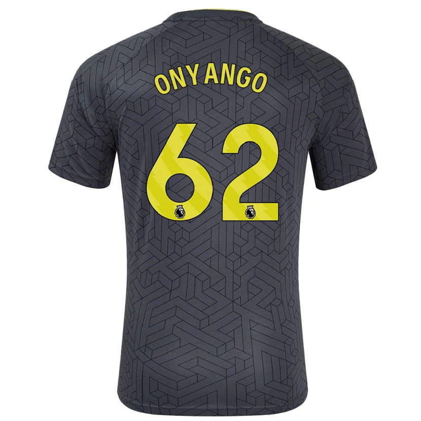 Danxen Kvinder Tyler Onyango #62 Sort Gul Udebane Spillertrøjer 2024/25 Trøje T-Shirt