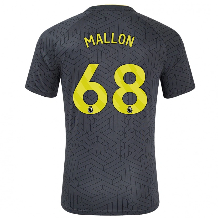 Danxen Kvinder Mathew Mallon #68 Sort Gul Udebane Spillertrøjer 2024/25 Trøje T-Shirt