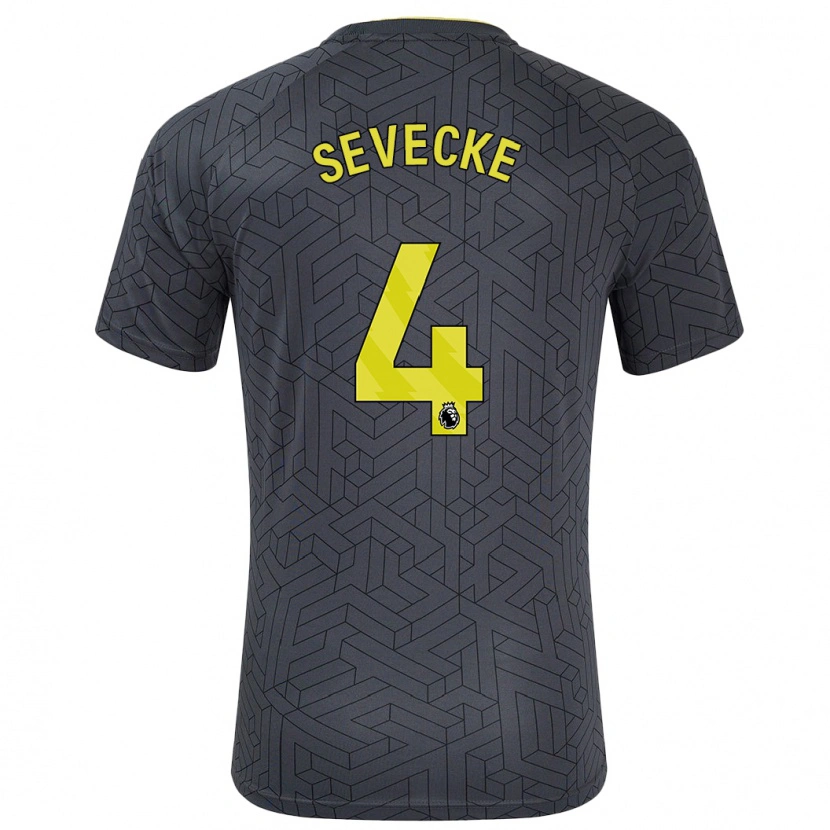 Danxen Kvinder Rikke Sevecke #4 Sort Gul Udebane Spillertrøjer 2024/25 Trøje T-Shirt