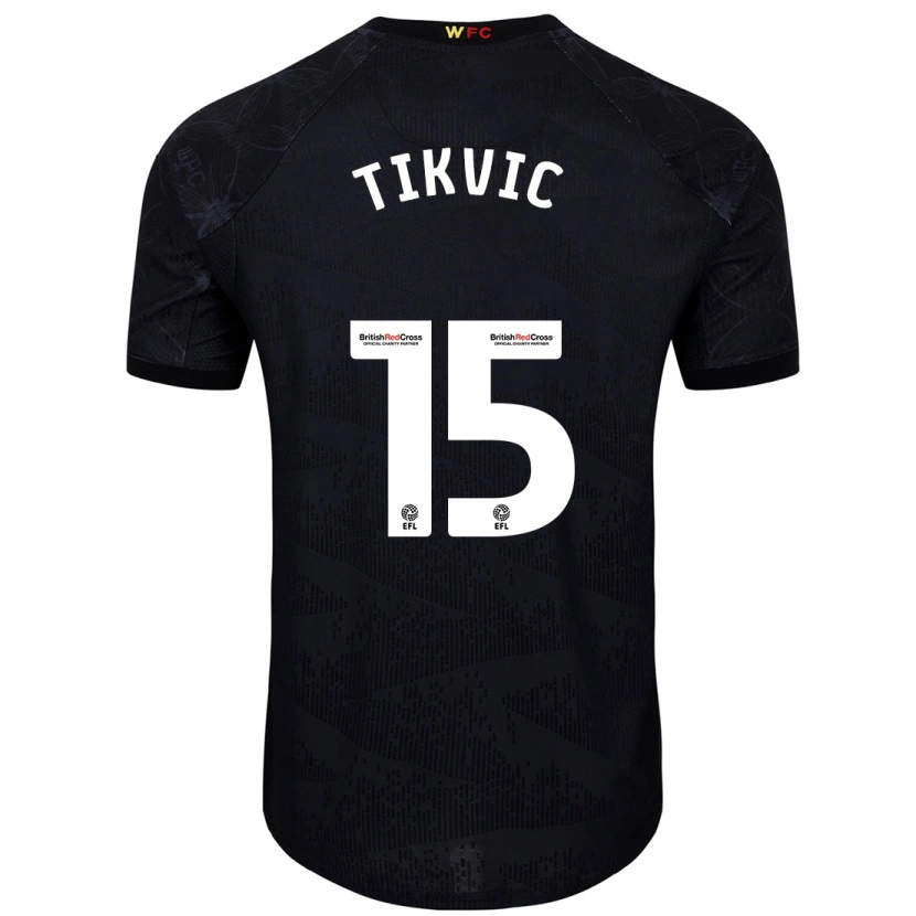 Danxen Kvinder Antonio Tikvic #15 Sort Hvid Udebane Spillertrøjer 2024/25 Trøje T-Shirt