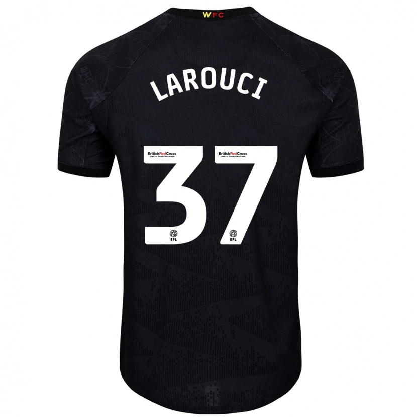 Danxen Kvinder Yasser Larouci #37 Sort Hvid Udebane Spillertrøjer 2024/25 Trøje T-Shirt