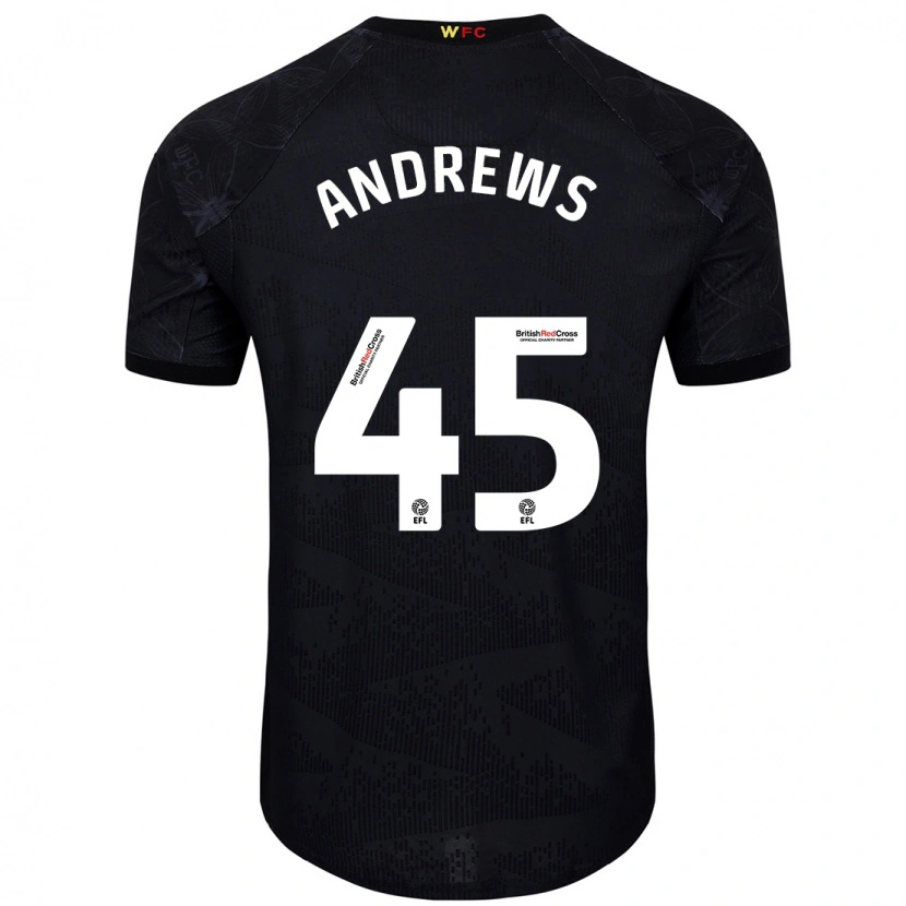Danxen Kvinder Ryan Andrews #45 Sort Hvid Udebane Spillertrøjer 2024/25 Trøje T-Shirt