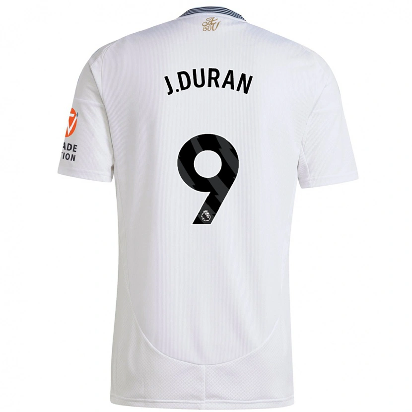 Danxen Kvinder Jhon Durán #9 Hvid Udebane Spillertrøjer 2024/25 Trøje T-Shirt