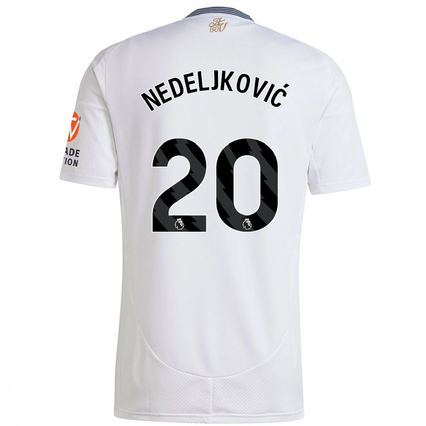 Danxen Kvinder Kosta Nedeljkovic #20 Hvid Udebane Spillertrøjer 2024/25 Trøje T-Shirt