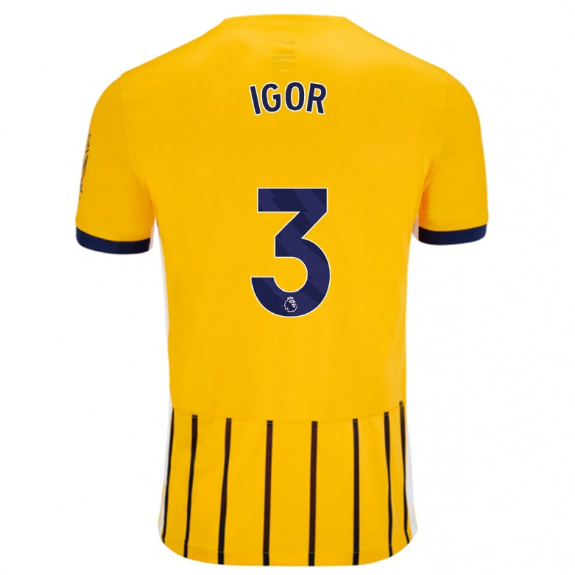 Danxen Kvinder Igor #3 Guldblå ​​Nålestriber Udebane Spillertrøjer 2024/25 Trøje T-Shirt