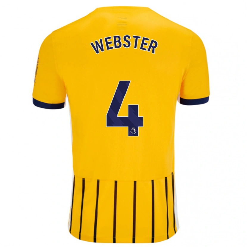 Danxen Kvinder Adam Webster #4 Guldblå ​​Nålestriber Udebane Spillertrøjer 2024/25 Trøje T-Shirt