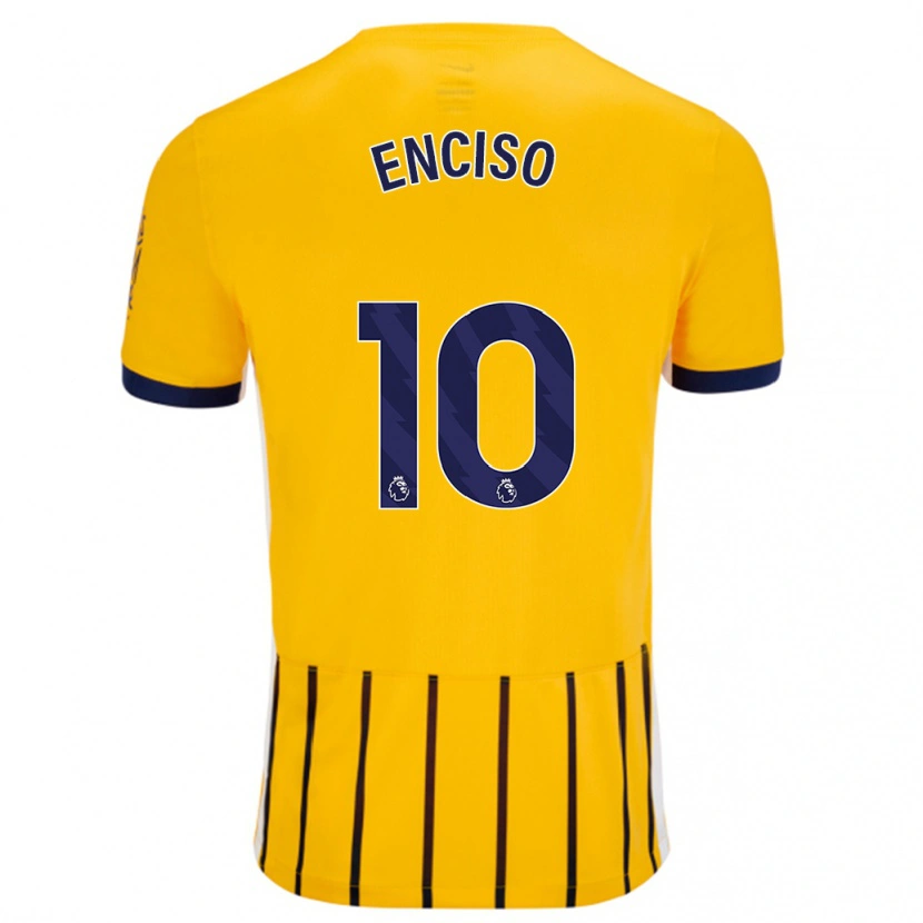Danxen Kvinder Julio Enciso #10 Guldblå ​​Nålestriber Udebane Spillertrøjer 2024/25 Trøje T-Shirt