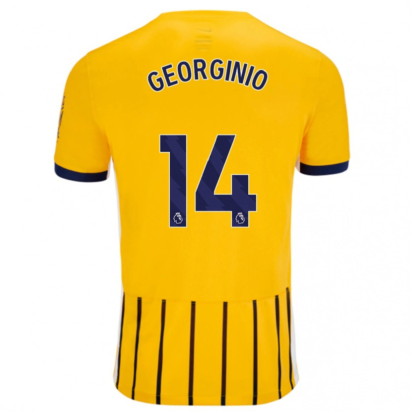 Danxen Kvinder Georginio Rutter #14 Guldblå ​​Nålestriber Udebane Spillertrøjer 2024/25 Trøje T-Shirt