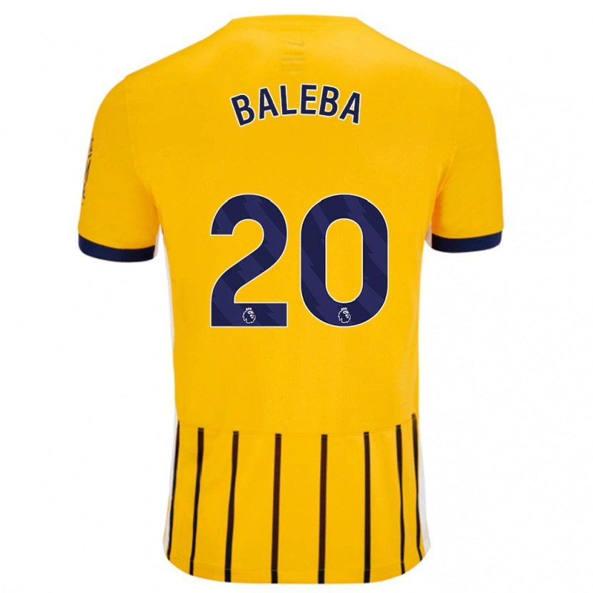 Danxen Kvinder Carlos Baleba #20 Guldblå ​​Nålestriber Udebane Spillertrøjer 2024/25 Trøje T-Shirt
