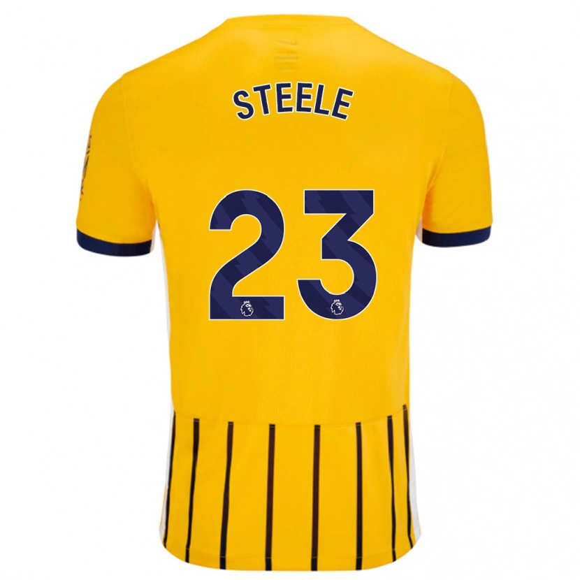 Danxen Kvinder Jason Steele #23 Guldblå ​​Nålestriber Udebane Spillertrøjer 2024/25 Trøje T-Shirt
