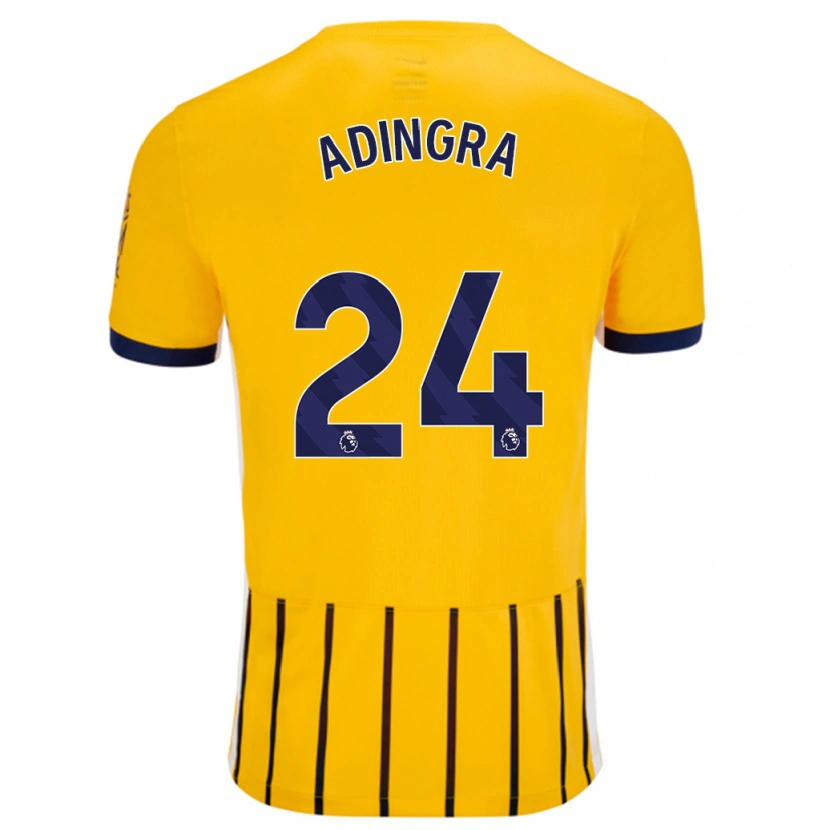 Danxen Kvinder Simon Adingra #24 Guldblå ​​Nålestriber Udebane Spillertrøjer 2024/25 Trøje T-Shirt