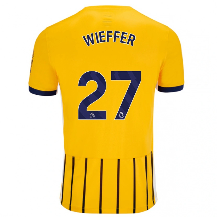 Danxen Kvinder Mats Wieffer #27 Guldblå ​​Nålestriber Udebane Spillertrøjer 2024/25 Trøje T-Shirt