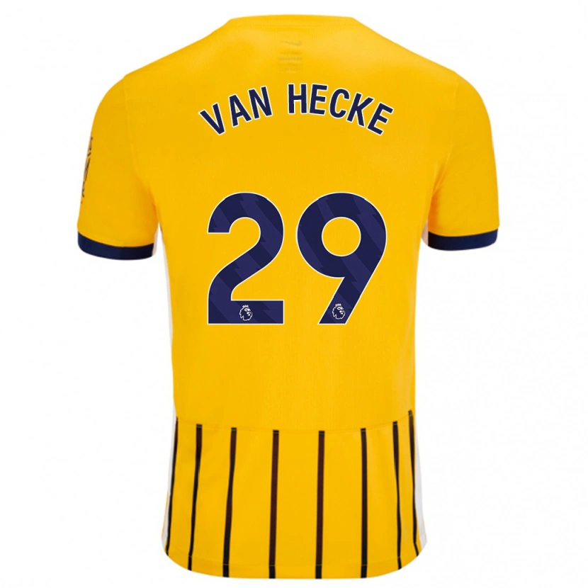 Danxen Kvinder Jan Paul Van Hecke #29 Guldblå ​​Nålestriber Udebane Spillertrøjer 2024/25 Trøje T-Shirt