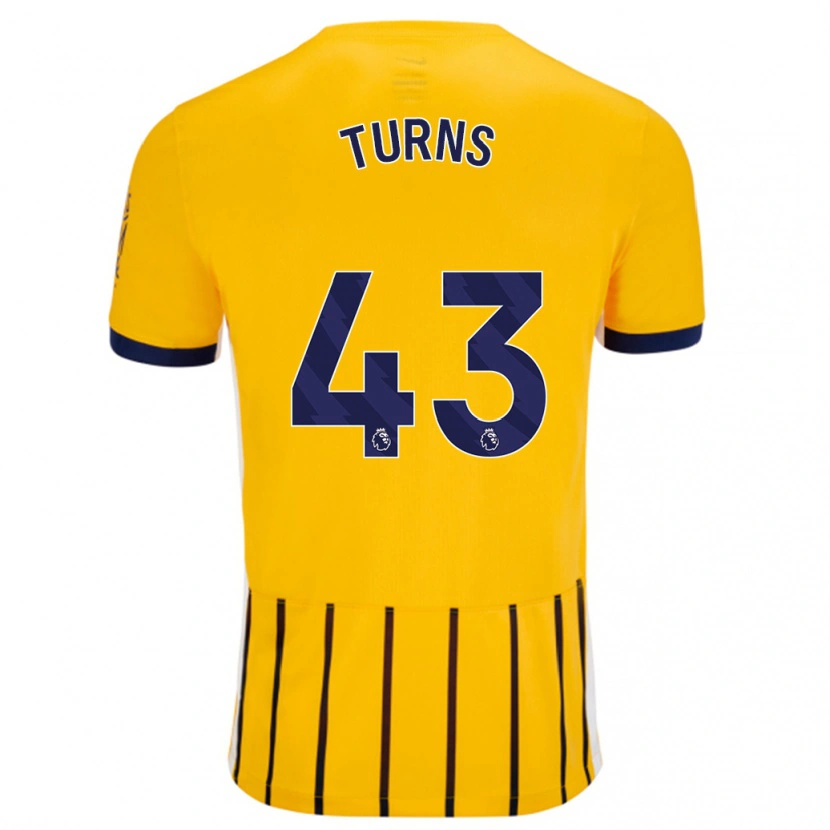 Danxen Kvinder Ed Turns #43 Guldblå ​​Nålestriber Udebane Spillertrøjer 2024/25 Trøje T-Shirt